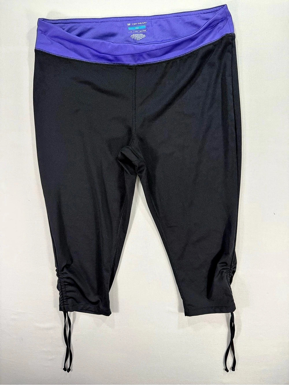 Tek Gear Yoga Black & Purple Drawstring Leggings Size Large